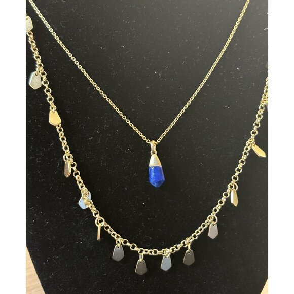 Kendra Scott Freida Goldtone Multistrand Necklace With Blue Stone - Picture 2 of 4